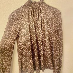 Leopard Print High Neck Blouse